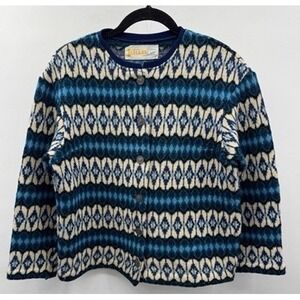 Vintage Original Iceland Hans Heitsch Fair Isle Wool Cardigan Sweater